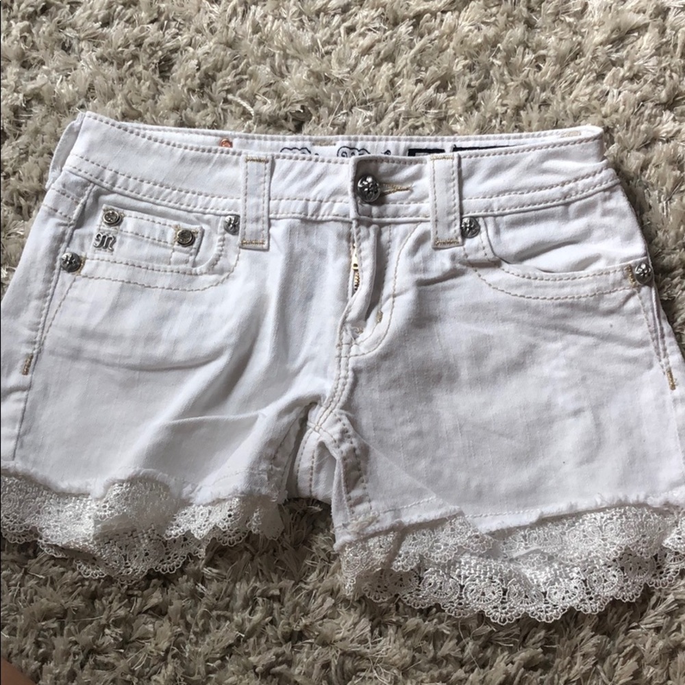 White Miss Me Shorts